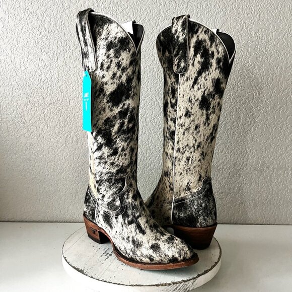 Lane Boots Womens Cowhide Cowboy Boots Tall Black Western Hair on Hide Size 8 - Picture 10 of 10